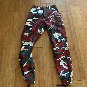 Red and black camo pants!